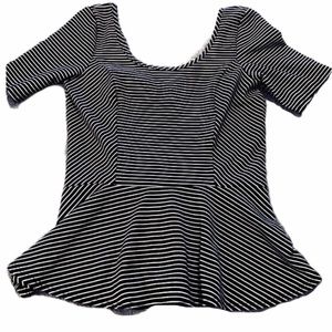 Eyelash Couture B/W Peplum Striped Top.